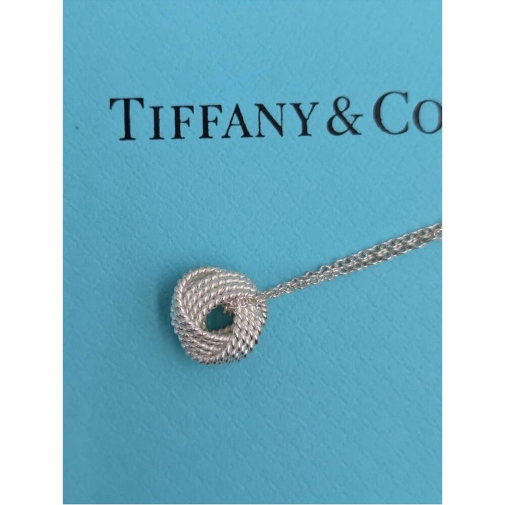 Tiffany & Co Sterling Silver Twist Knot Pendant Necklace 16” w/ Box - Picture 4 of 9